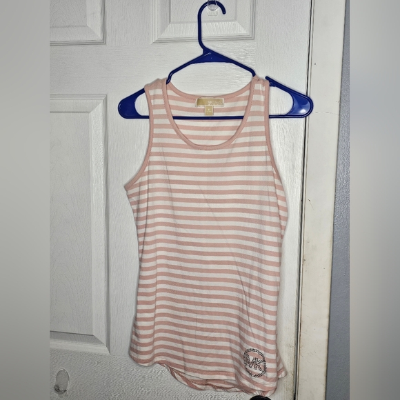 Michael Kors Pink and White Striped Tank Top - Picture 1 of 5